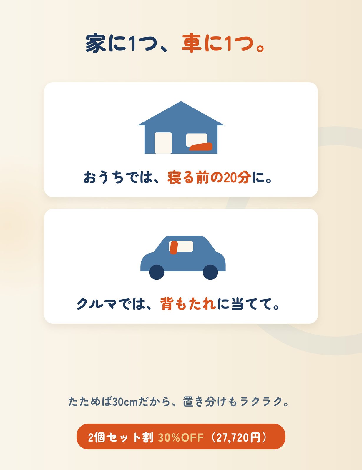 家に1つ、車に1つ。2個セットのすすめ